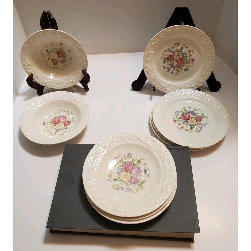 Homer Laughlin Eggshell Plates Bread & Butter, Fruit Plate, Bowls Vtg 9 Pc Set